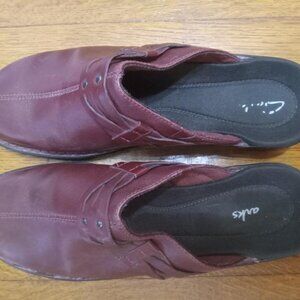 Maroon leather Clarks
